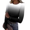 Women's Autumn And Winter Slim Bottom T-shirt Fashion Casual Gradient Printing Round Neck Pullover Long Sleeve Top