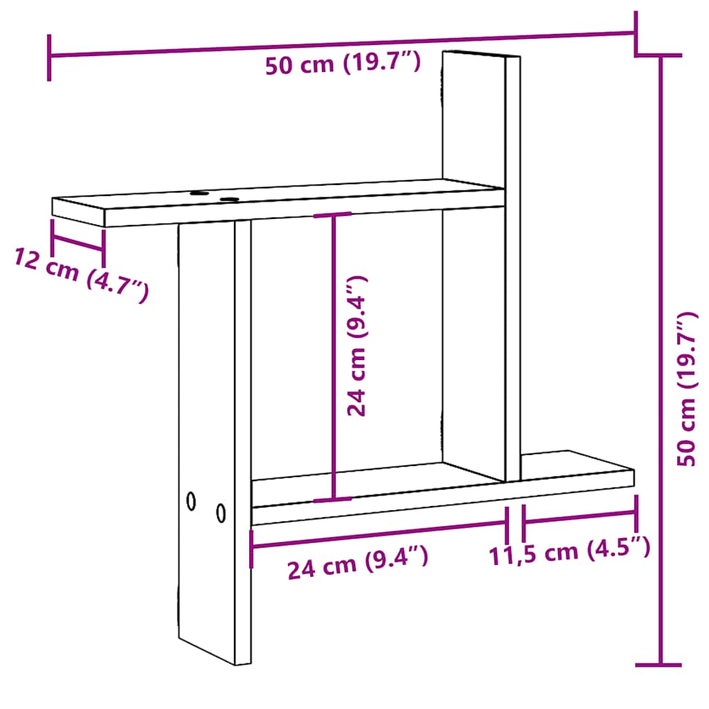 Wall Shelves 2 pcs White 50 x 12 x 50 cm Engineered Wood