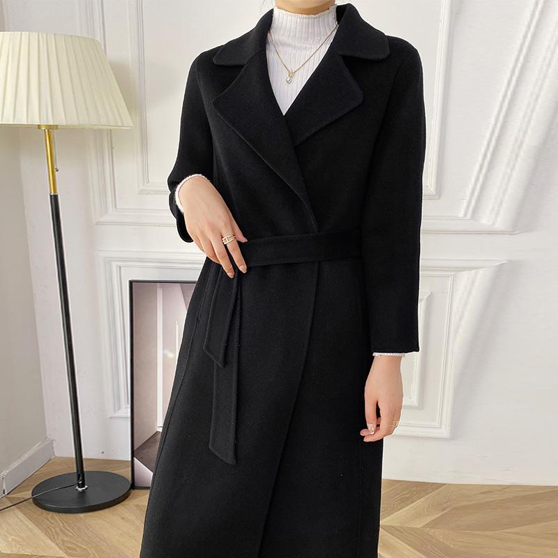 Женское пальто из 100% шерсти TIDENOVEL Осеннее шерстяное длинное пальто Ручной работы Пальто-бушлат Зимняя теплая шерстяная длинная куртка Пальто