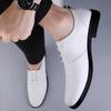 New casual men's leather shoes Luxury quality gentleman style Leisure Outdoor Party Adult daily Black and White flat shoes