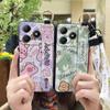 Dirt-resistant Cute Phone Case For Realme C63 4G/C61 4G Wrist Strap Kickstand Back Cover Anti-knock Lanyard Silicone