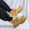 Autumn Fashion Genuine Leather Men British Style Lace Up Mid Top Boots Classic Yellow Retro Comfortable Anti Slip Mid Top Boots