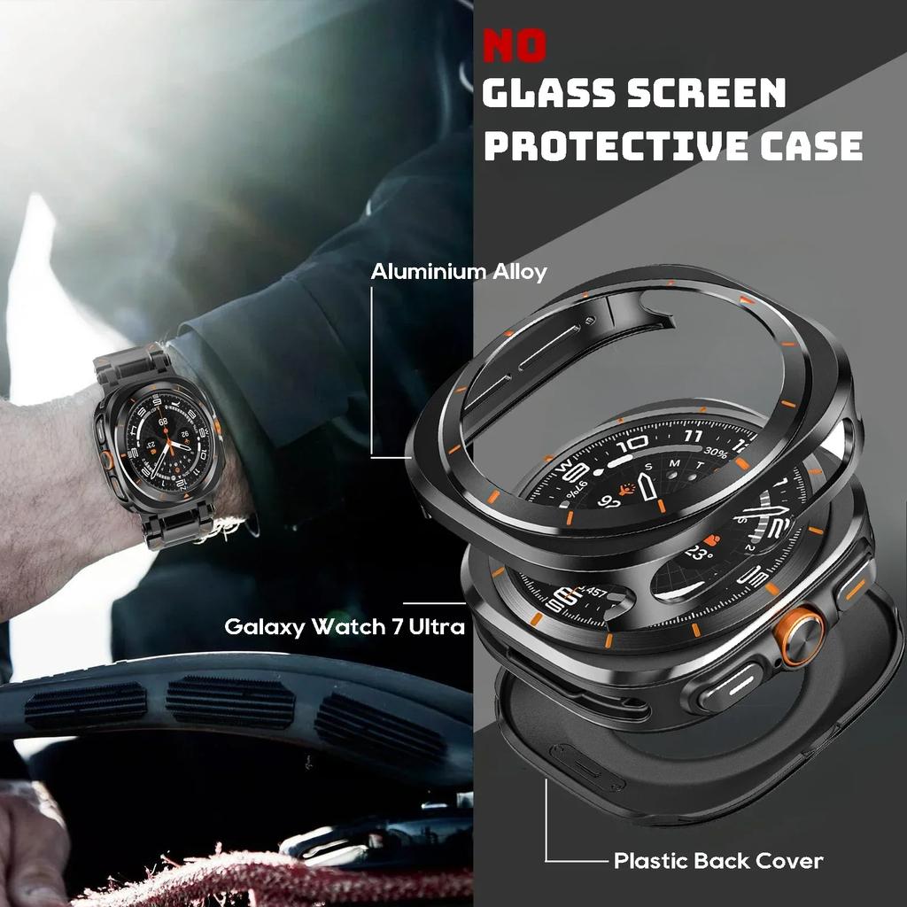 Роскошный алюминиевый чехол для Samsung Galaxy Watch Ultra 47 мм Металлическая крышка Защитная пленка для экрана для samsung galaxy 7 ultra 47 Аксессуары