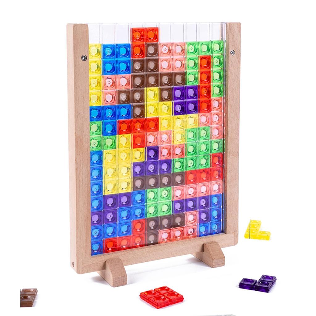 Tetris Style Game Tangram Wooden Puzzle Sage Puzzle 3D Puzzle Montessori 3D Tetris Creative 3D Russian Desktop Game Building Blocks Board Tangram Math