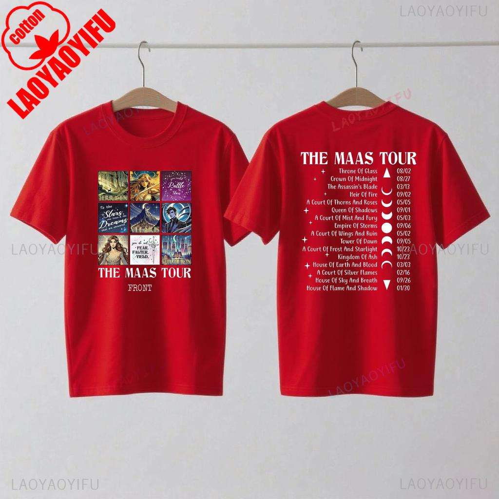 Сара Дж. Маас SJM Мерч Мировой Тур Футболка Престол Стекла Атрибутика Фаната Сумерки Мода Повседневный Комфорт Хлопковые Футболки