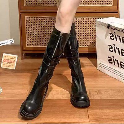 Модные ботинки из мягкой кожи в стиле Майяр для женщин, осень-зима 2025, новые ботинки с пряжкой, ботинки на платформе, ботинки-рыцари, высокие ботинки