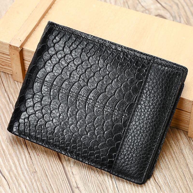 New Fashion Genuine Leather Men's Wallet Slim 2-Fold Wallet Handmade Genuine Soft Leather Multi-Functional Anti-Theft Men's Wallet with Coin Pocket