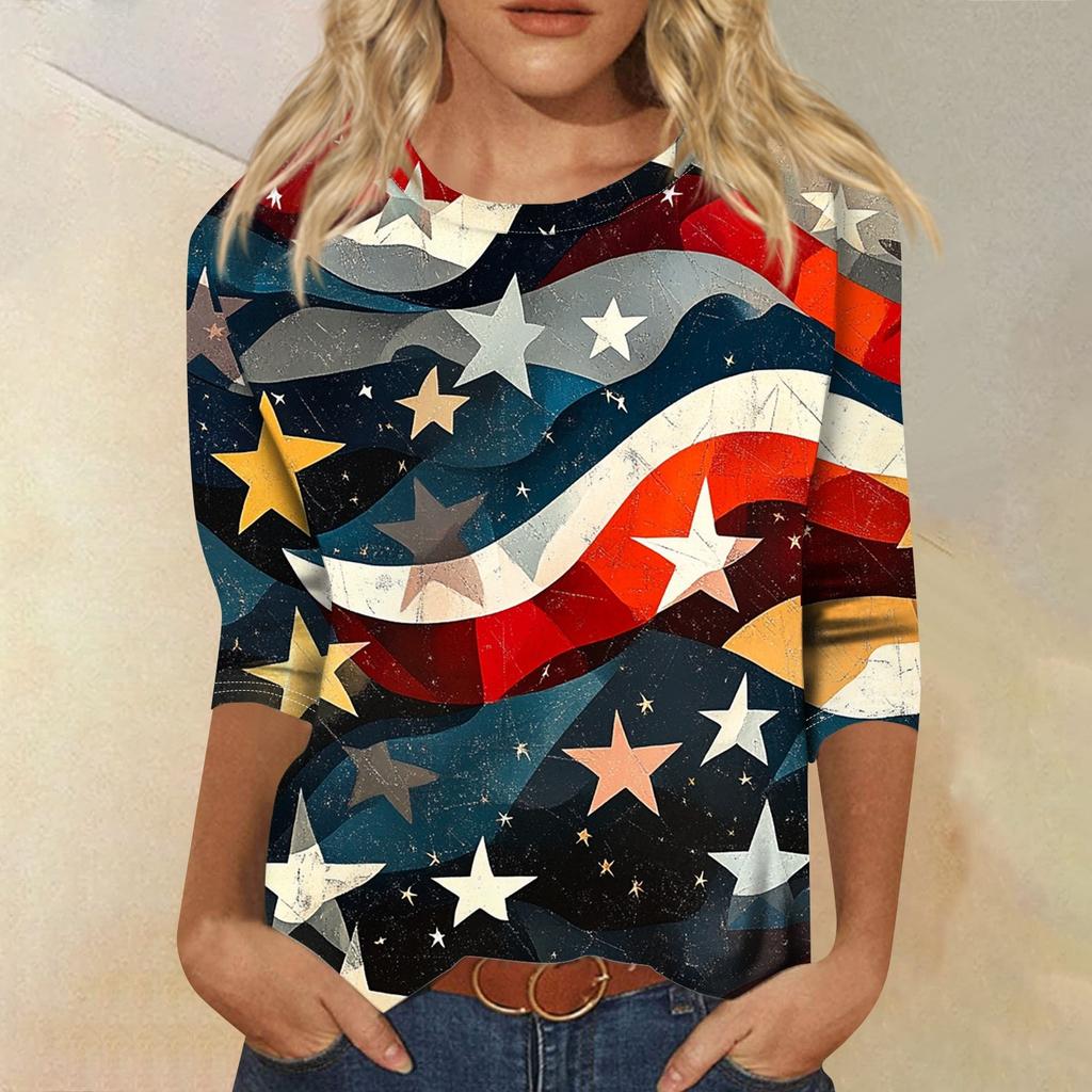 Женская футболка Повседневная футболка с принтом «День независимости», джемпер с круглым вырезом