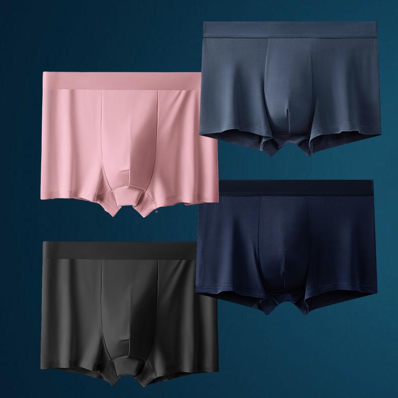 4 шт. мужское нижнее белье шелковые выпуклые боксеры бесшовные шорты брюки ледяные боксеры Homme трусы размер L-XXXL