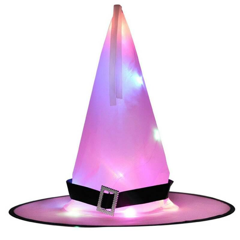 Хэллоуин Светодиодная светящаяся шляпа ведьмы Светящиеся колпаки Подвесной декор Унисекс Реквизит для взрослых Принадлежности для вечеринок KTY