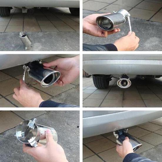 Универсальный автомобильный задний круглый глушитель из нержавеющей стали, аксессуары для выхлопной трубы