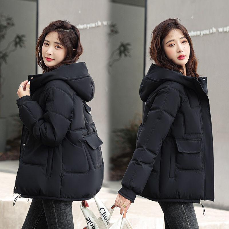 Short Cotton Jackets for Women Autumn Winter Large Size Loose Hooded Coats Female Solid Color Casual Warm Coats