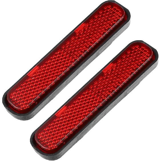 Front Lower Fork Reflector Sticker Rear Saddlebag Reflective Cover Universal Oval Red 2 Pcs Auto Replacement Parts
