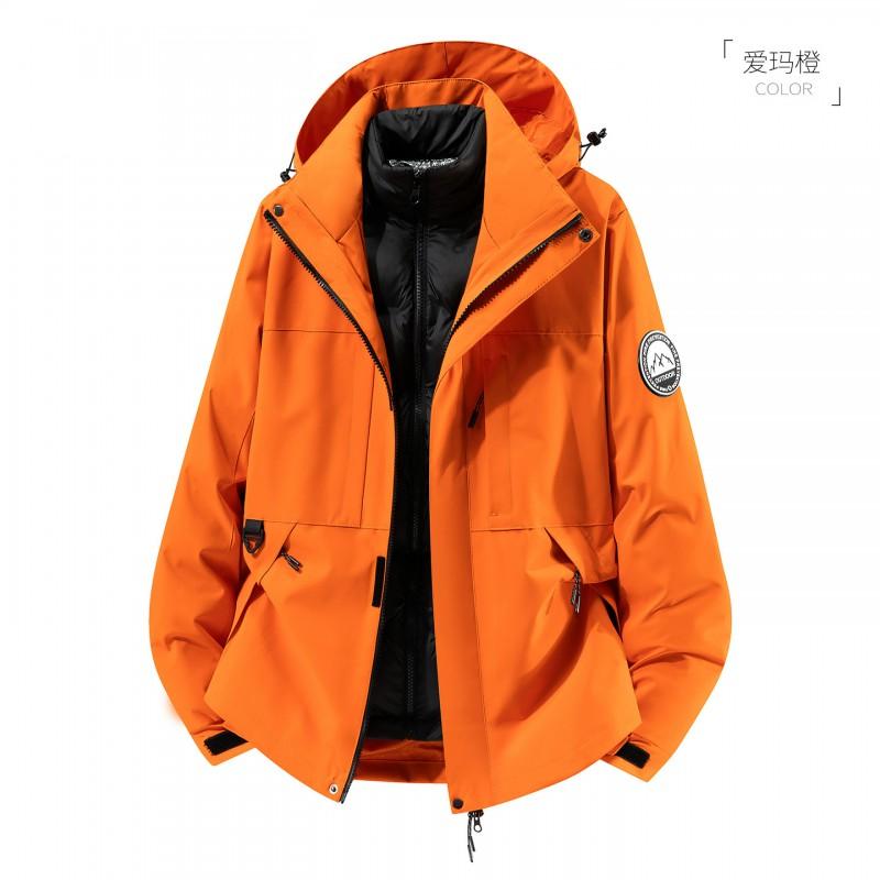 Women Men 3-in-1 Winter Jacket With Down Liner Waterproof Windproof Outdoor Hiking Coat