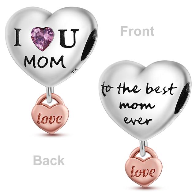 Heart Shape 925 Silver Family Lover Affection Pendant Charm Beads Fit Woman's Cute Bracelet DIY Jewelry For Women