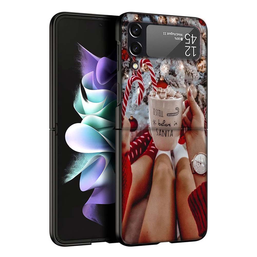 Зимний Кофе Рождественский Чехол для Телефона для Samsung Galaxy Z Flip7 Flip6 5G Flip5 Flip4 Flip3 ZFlip 7 6 3 4 5 Ударопрочная Задняя Крышка G