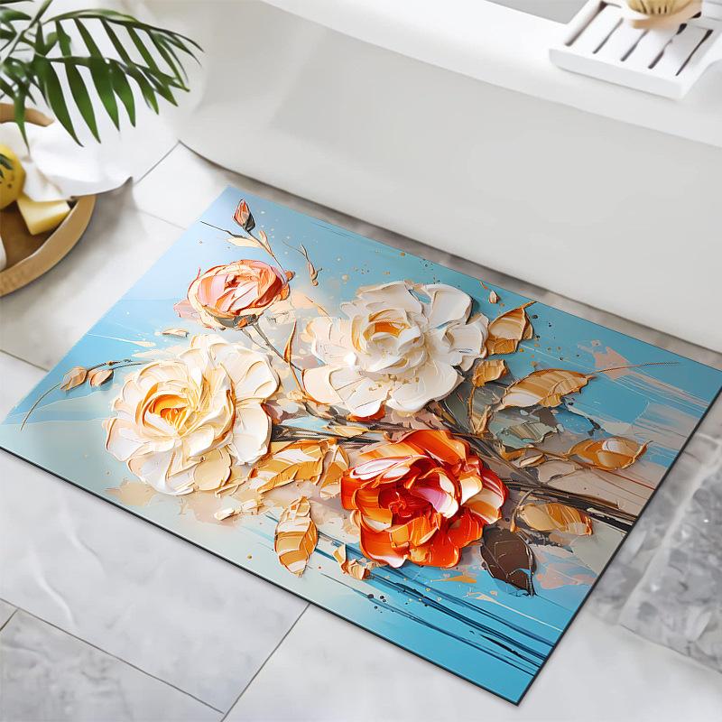 3D визуальный цветочный диатомовый грязевой коврик для пола в ванной комнате коврик для входной двери впитывающий коврик для ног в ванной комнате