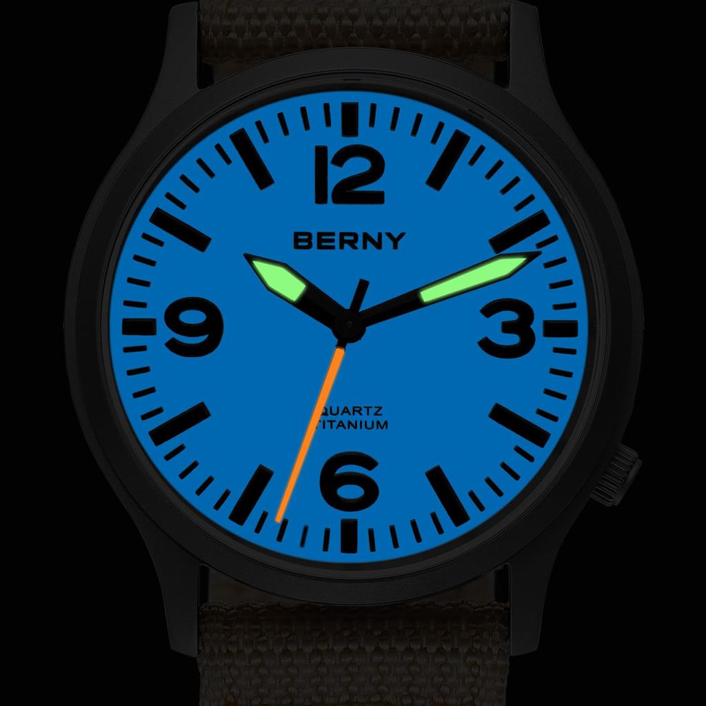 BERNY титановые часы мужские часы часы японский кварцевый механизм Sweep Seconds VH31 5ATM водонепроницаемые аналоговые кварцевые часы супер светящееся сапфировое стекло мужские