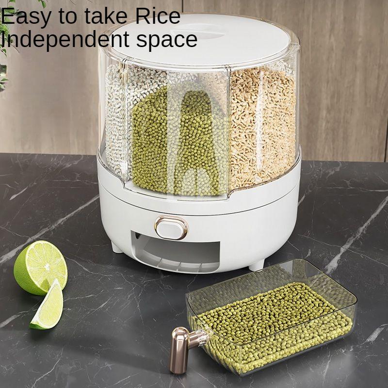 Ящик для хранения продуктов, отделение для ведра для риса, вращающийся ящик для хранения риса, домашняя устойчивая к насекомым и влаге герметичная коробка для хранения, банка для риса