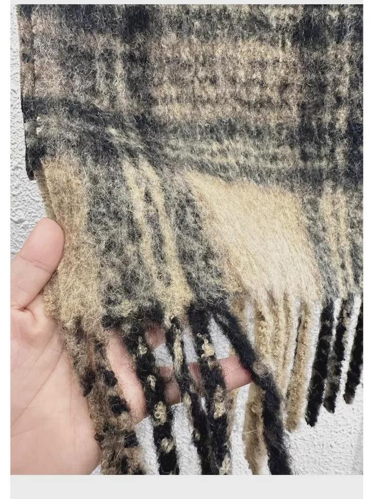 Женский зимний клетчатый шарф в корейском стиле - элегантная шаль с кисточками, толстая и теплая для студентов