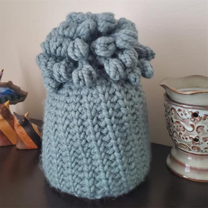 Новая вязаная вручную шапка из ледяной шерсти, теплый и милый мультяшный головной убор для осени и зимы