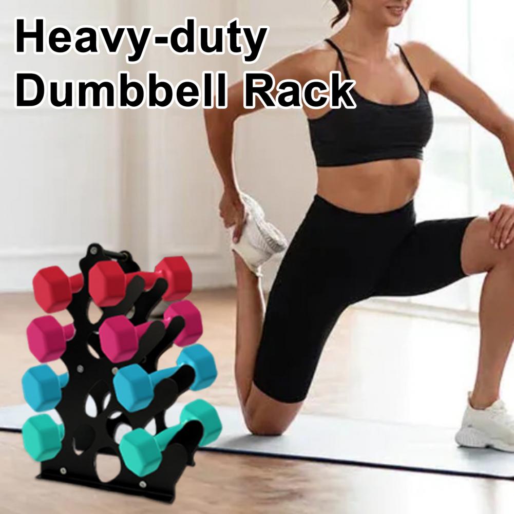 4-Tier Dumbbell Rack Heavy Duty Weight Stand with Handle Space Saving A-Frame Metal Home Gym Workout Dumbbell Holder