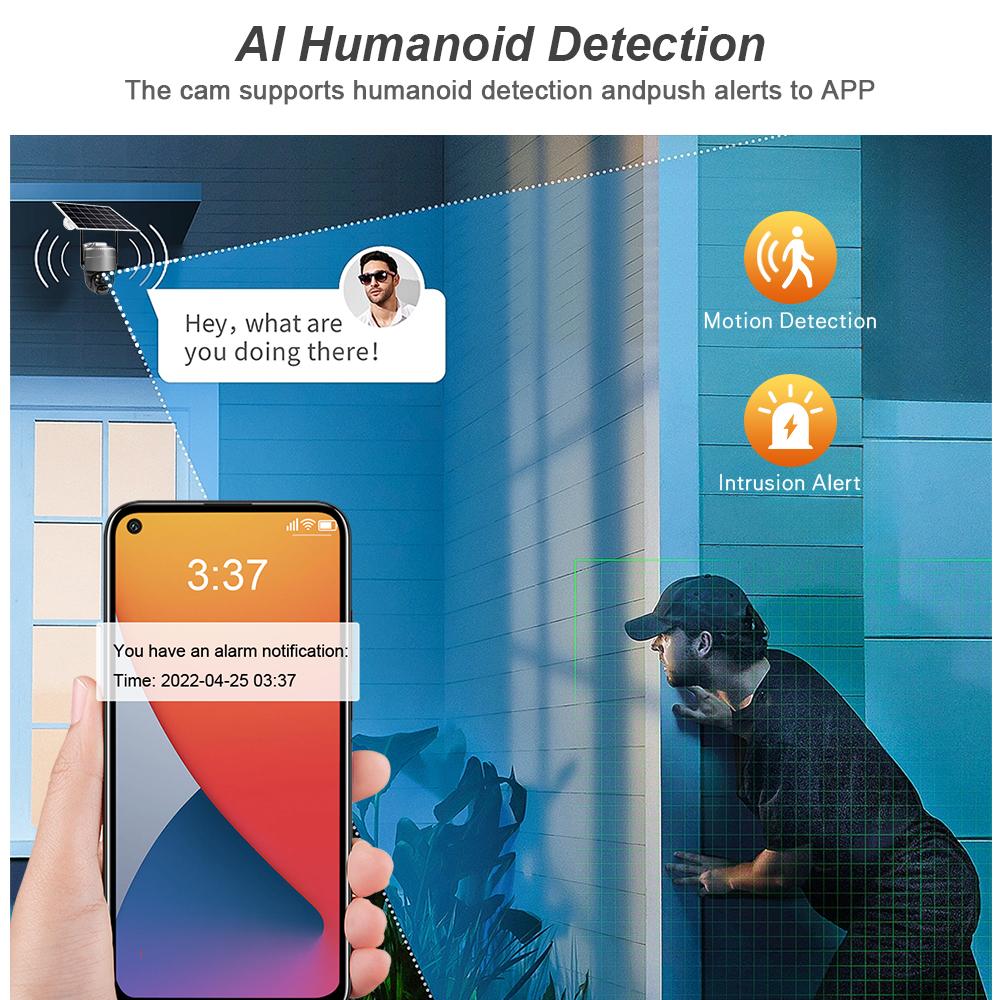 Камера видеонаблюдения на солнечной батарее, Водонепроницаемая IP-сетевая камера, Беспроводной Smart CCTV-видеорегистратор WIFI/4G