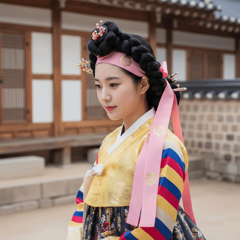 Цветочная корейская повязка на голову Лента Сценический костюм для танцев Классический корейский Ханбок Повязка на голову Девочка