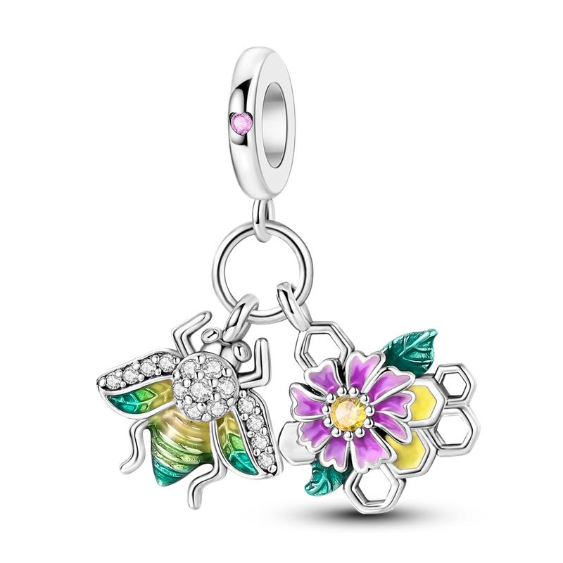 925 Silver Green Series Tree Cactus Avocado Pendant DIY Charm Beads Fit Bangle Charms Bracelet Women Jewelry