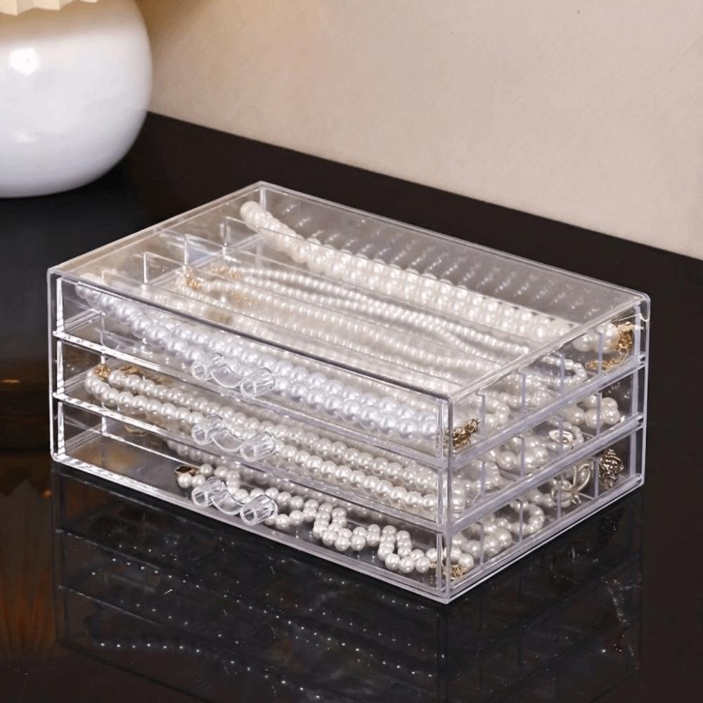 3/5 Layer Transparent Necklace Storage Box Waterproof Jewelry Storage Drawer  for Women