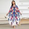 Пляжные кафтаны для женщин, принтованные макси-платья, накидки для купальников, летние купальные костюмы, поставка с фабрики