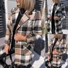 Women's Brushed Plaid Shirts Long Sleeve Flannel Lapel Button Down Pocketed Shacket Jacket Coats
