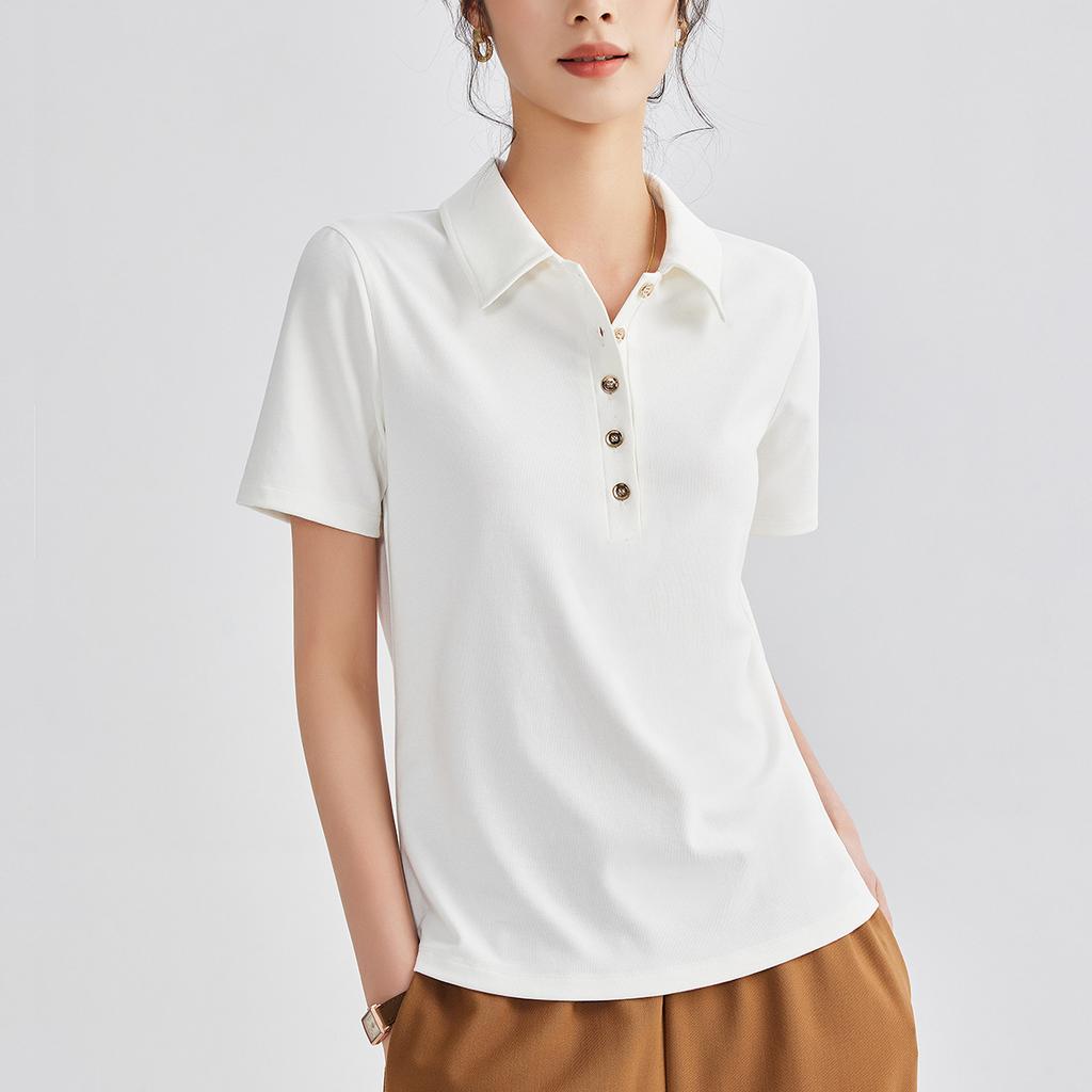 Женский новый летний повседневный топ с короткими рукавами и лацканами для похудения