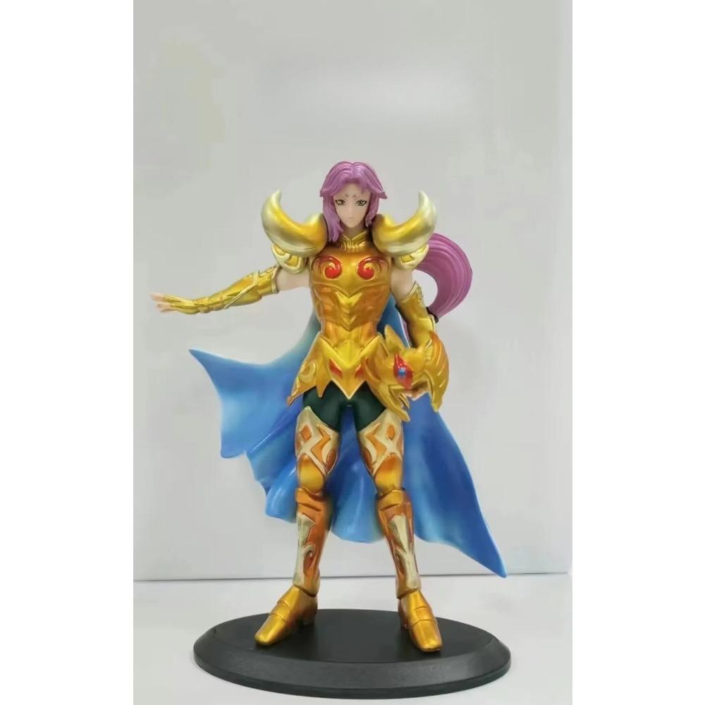 Cheap  Anime Gold Saint Seiya Aquarius Aries Pisces  aquarius Cancer Leo PVC Action Figure Collectible Model Toy 19-21cm