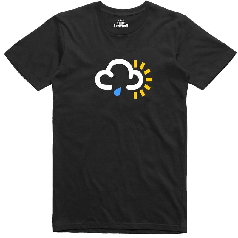 Weather Symbol Unisex T-Shirt Lightning Sunny Snow Rain Sun Print Multi Choice