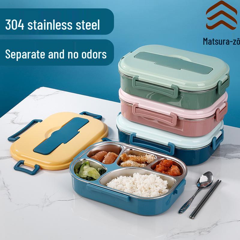 304 Stainless Steel Insulated Bento Lunch Box with Lid - Student & Office Style, Microwave Safe, Deep Compartment Design