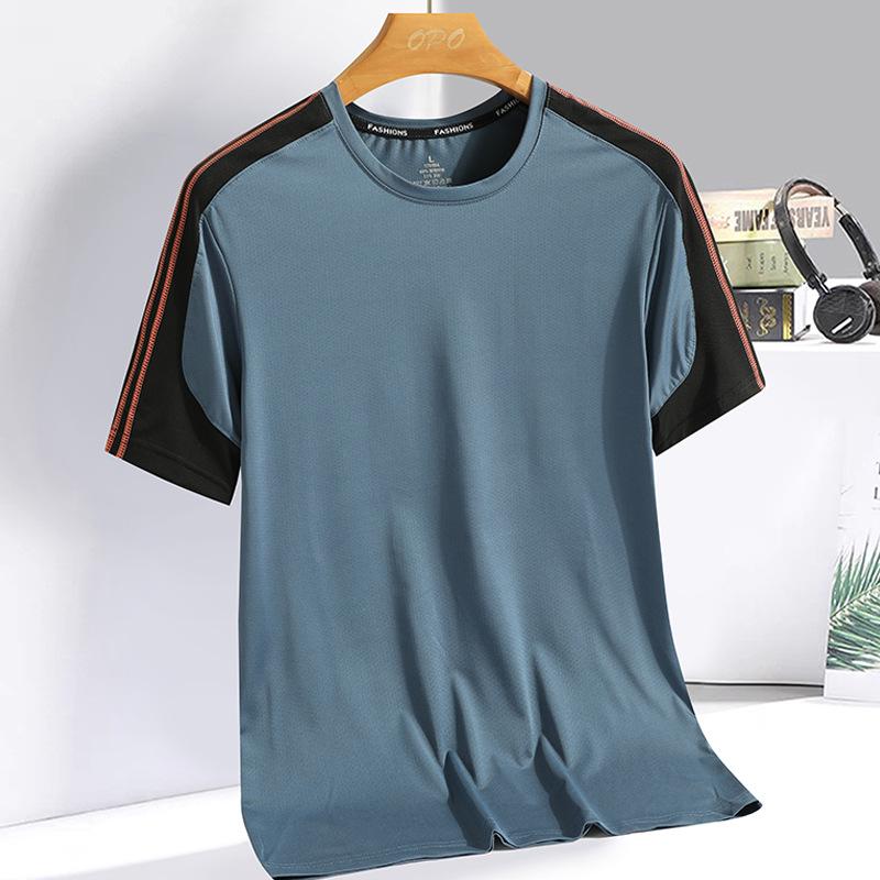 Футболка с коротким рукавом из летнего шелка Ice Silk, мужская тонкая спортивная быстросохнущая футболка корейской версии, мужская футболка для активного отдыха, короткий рукав