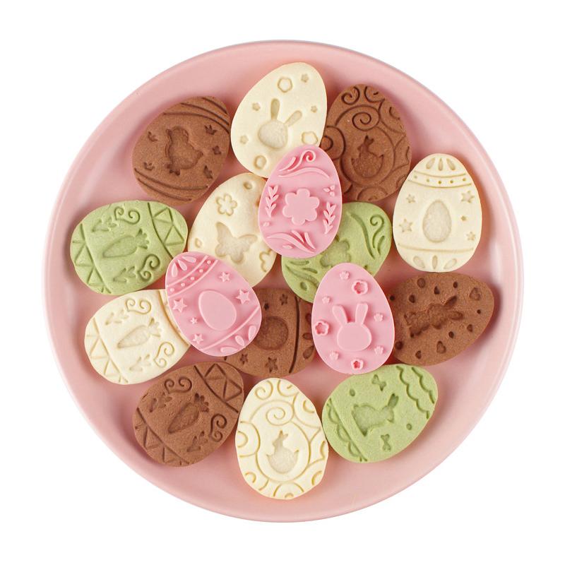 9Pcs Easter Rabbit Biscuit Mold Plastic Bunny Egg Cookie Cutter Stamp Embosser