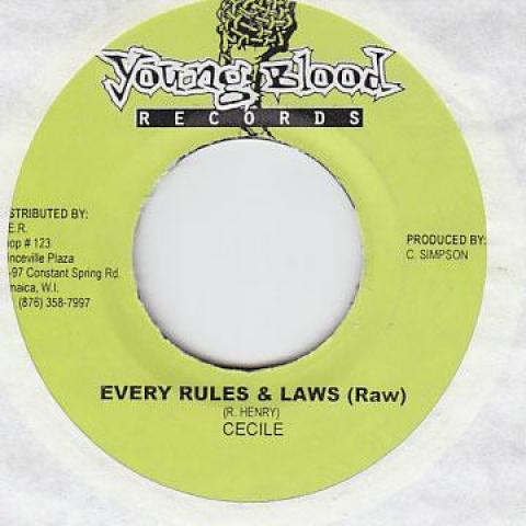 7-дюймовая пластинка CECILE - Every Rules & Laws Young Blood 2003 Ямайка Регги, Ска и Даб