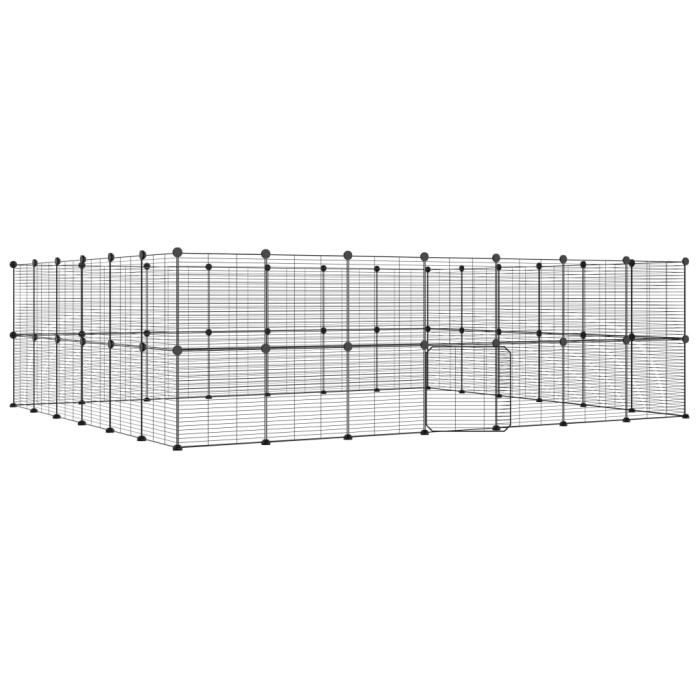 3114047 vidaXL Pet Cage with 52 Panels and Door Black 35x35 Cm