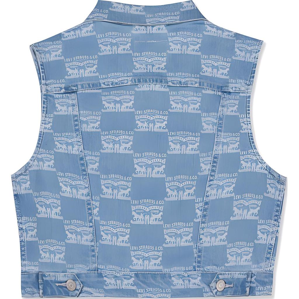 Levis Цветной Блочный Жилет с Воротником Удобный Повседневный Джинсовый Женские жилеты Светло-Голубой 000B3-0001