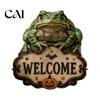 Skull Door Hanger Halloween Wooden Welcome Sign, Spooky Frog Crow Witch Hanger, Haunted House Supplies 2D Wall Hanging Sign for Home Party Decor