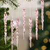 Sparkling Crystal Icicle Clear Glass Christmas Tree Ornaments Xmas Hanging Decorations Holiday Party New Year Festive Home Decor