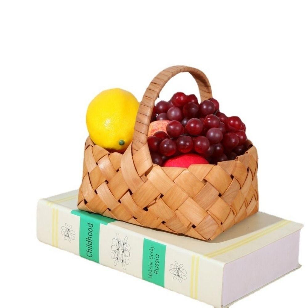 with Handle Wood Basket  Home Decoration /Restaurant Serving Tabletop Display