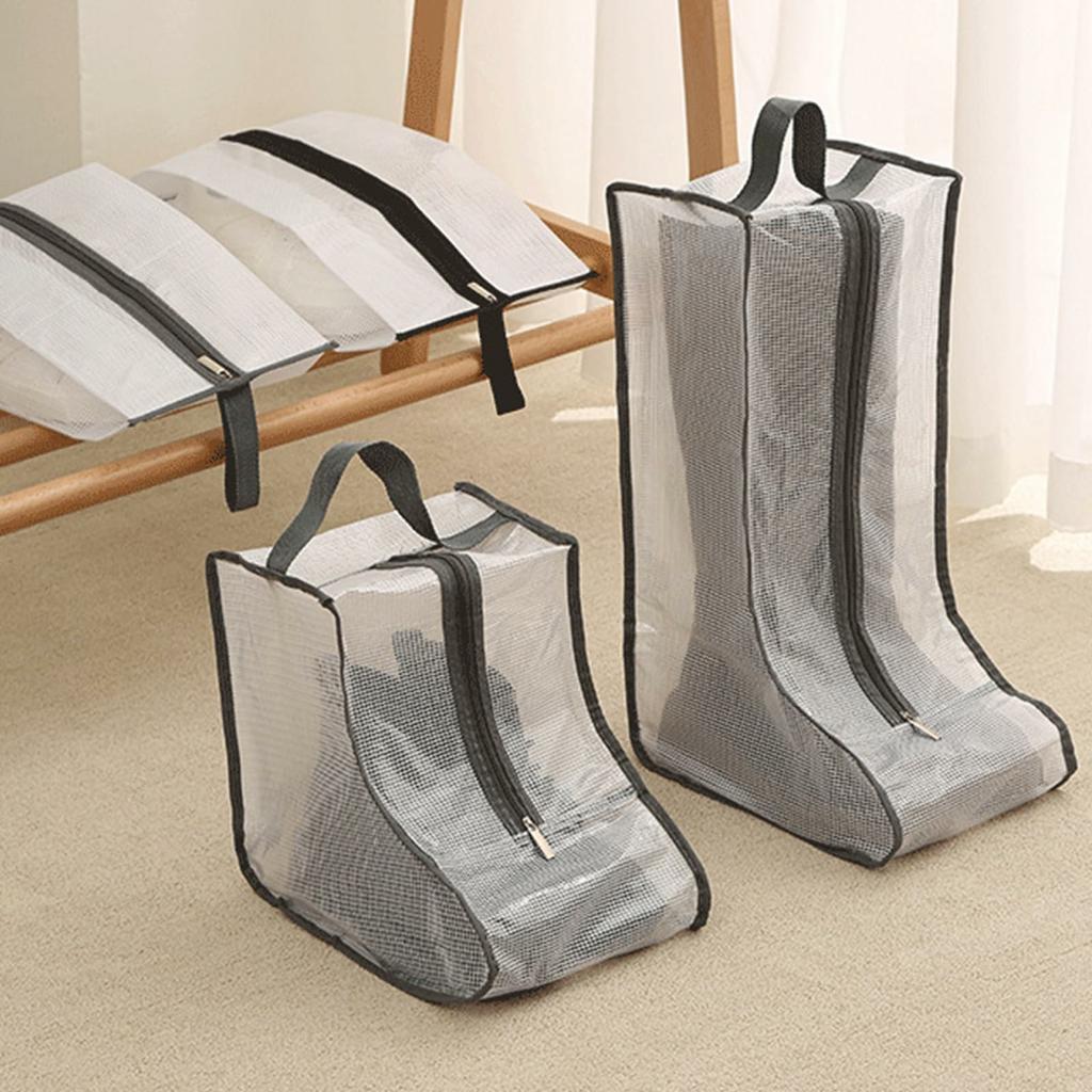 Dustproof Shoes Storage Bag with Zipper See Through PVC Waterproof Thigh Boots Organizer