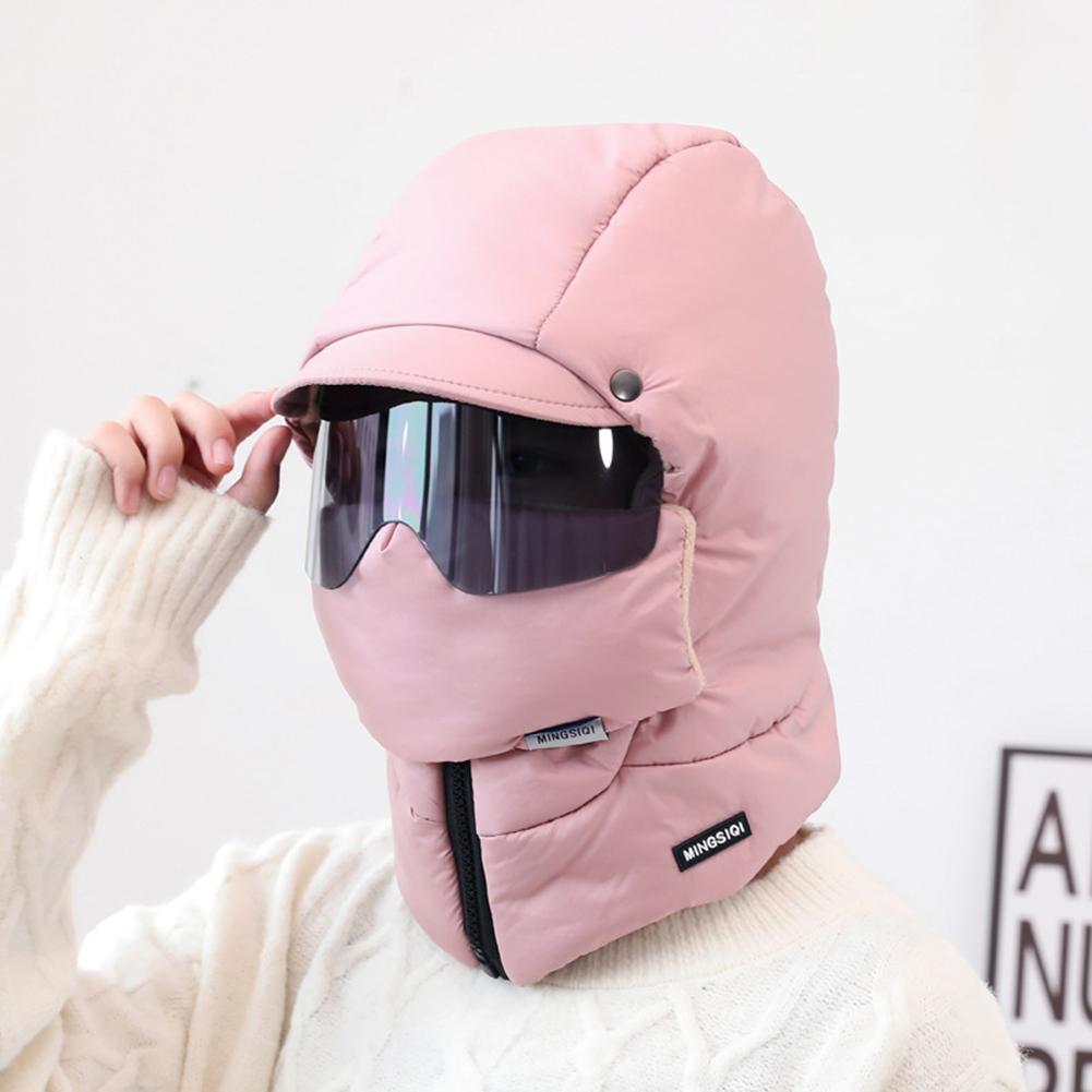 Зимняя лыжная шапка Теплая ветрозащитная маска-балаклава с полным покрытием и очками Регулируемая Термоплюшевая Утолщенная Унисекс Маска для мотоцикла