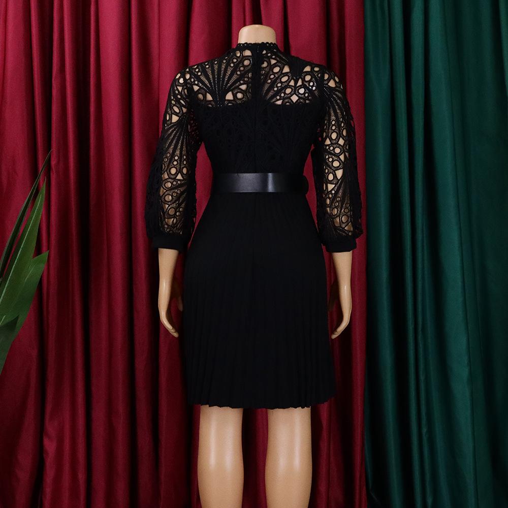 YYFS Women's Fashion Summer Spring Solid Color Print Short Sleeve O-Neck High Waist Casual Dresses