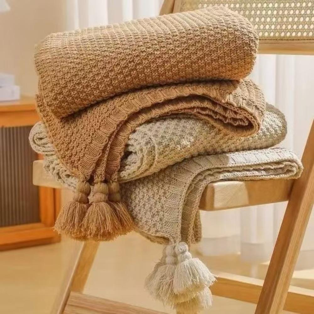 Handmade Nap Blanket with Tassel Throw Blanket Fashion Sofa Blanket  Bed