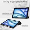 Для iPad Air 11 M3 M2 Air 4 5 Pro 11 2018 с держателем для стилуса - [Трехскладная подставка + Автоматический режим сна/пробуждения], Высококачественный прозрачный акриловый чехол