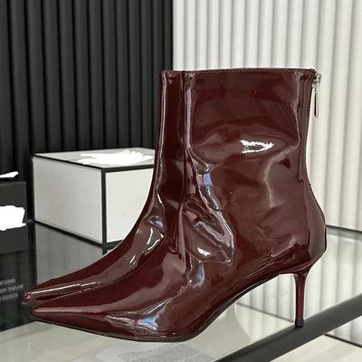 Модная Роскошная Женская Обувь Модные Тонкие Высокие Каблуки Ботильоны Женский Уличный Стиль Узкий Заостренный Носок Молния Банкет Выпускной Вечер Женская Обувь